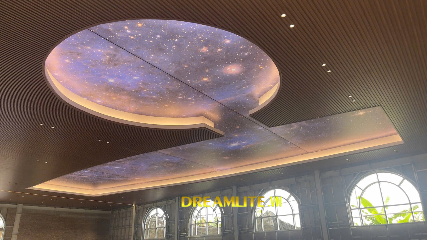 Trần sao sợi quang kết hợp trần xuyên sáng