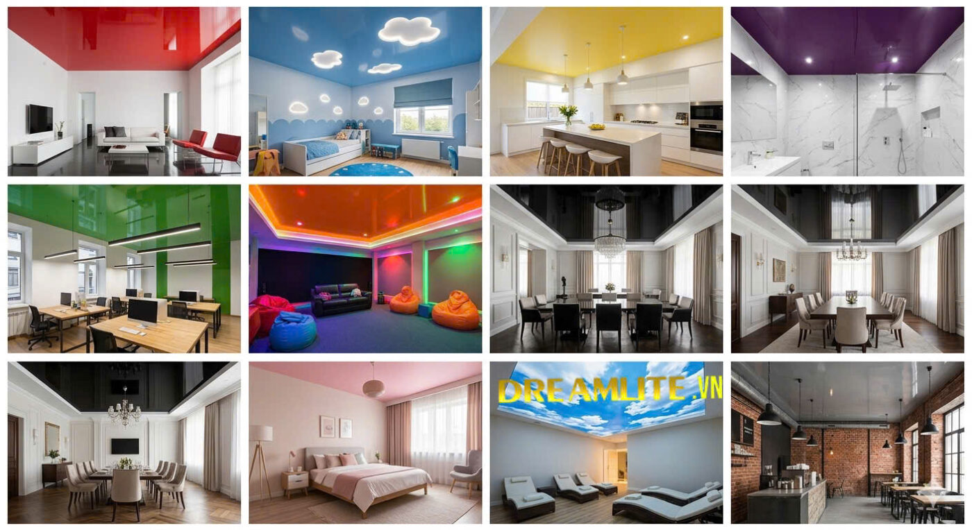 Trần căng một màu